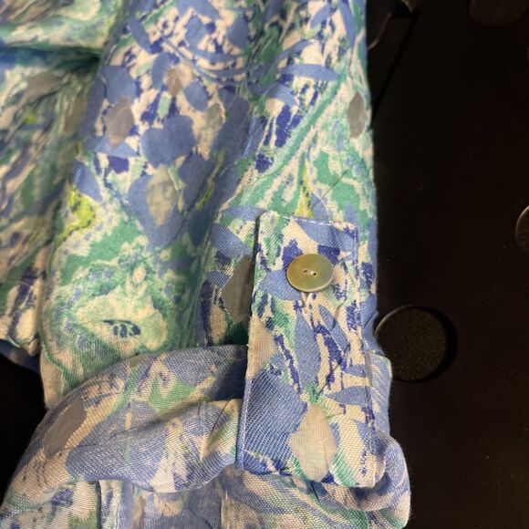 Ruby Rd. Women’s Jacket Size 12 Button Up Lightweight Blue Green Floral Print - Picture 10 of 12